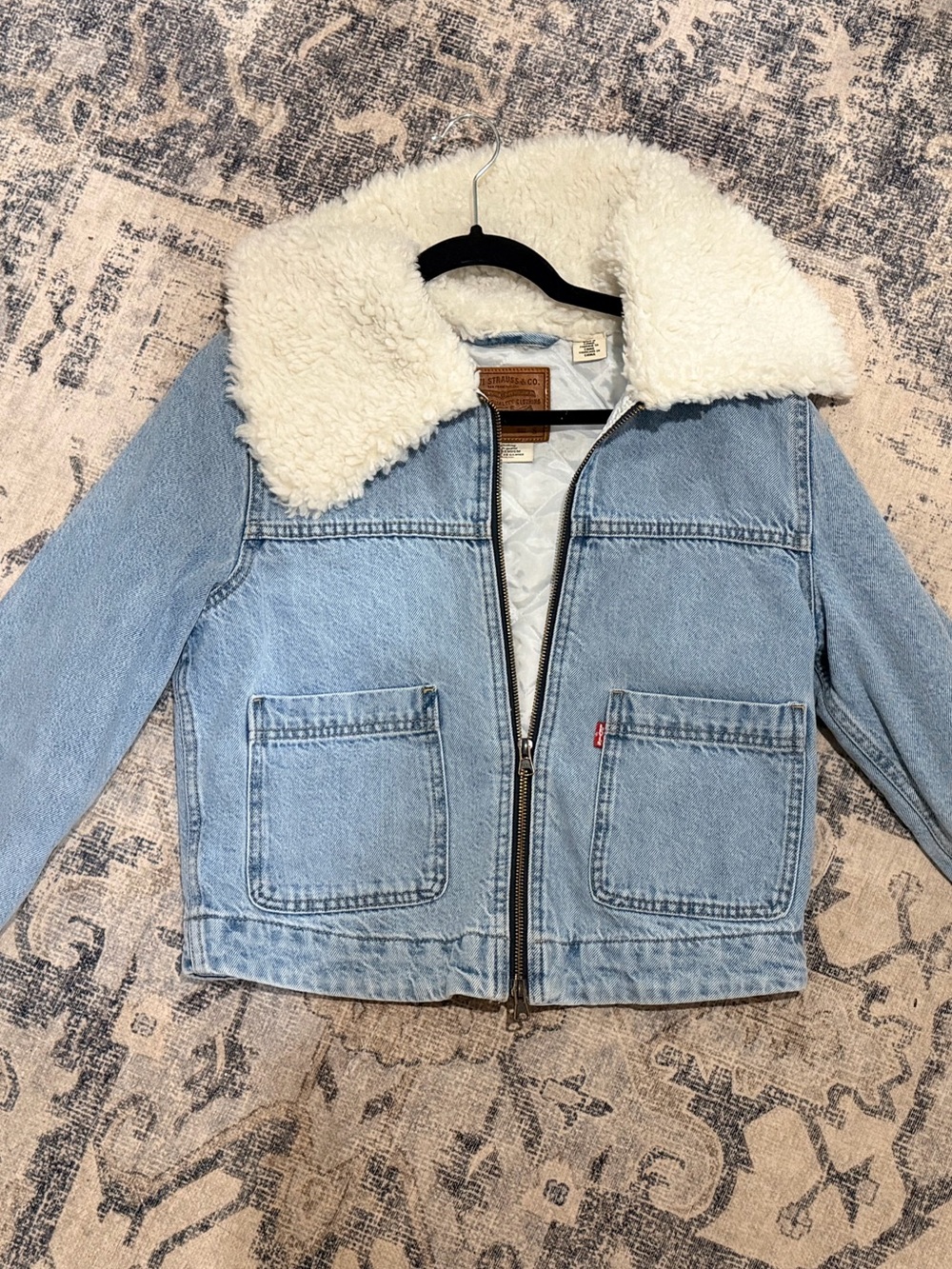 Levi's Light Blue Denim Jacket with Cream Sherpa Collar